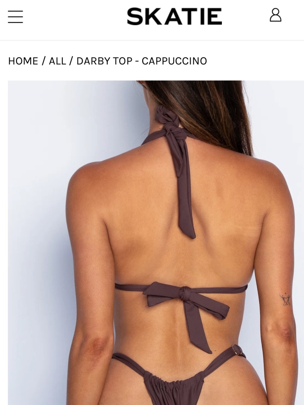 Skatie Brown and Cream Floral Triangle Bikini Top - Picture 5 of 5